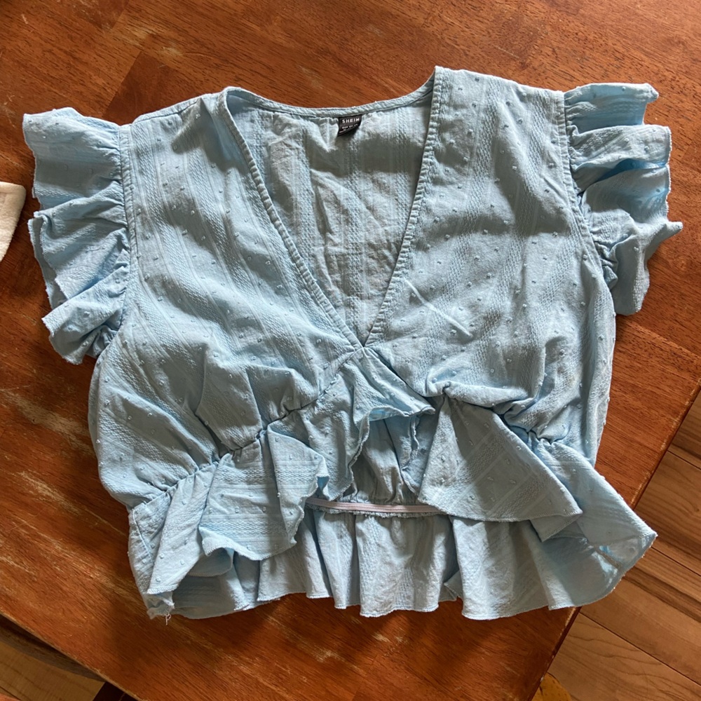Blue Cropped Blouse
